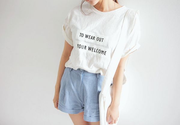 'to wear out your welcome' t-shirt