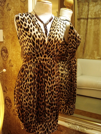 ทเวนตี้วัน เดรสลายเสือดาวสีน้ำตาล  Leopard Y-shape Dress size S